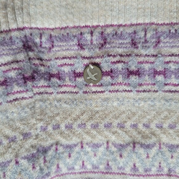 Eddie Bauer Womens 2XL Beige & Purple Patterned Cardigan Sweater - Picture 4 of 6